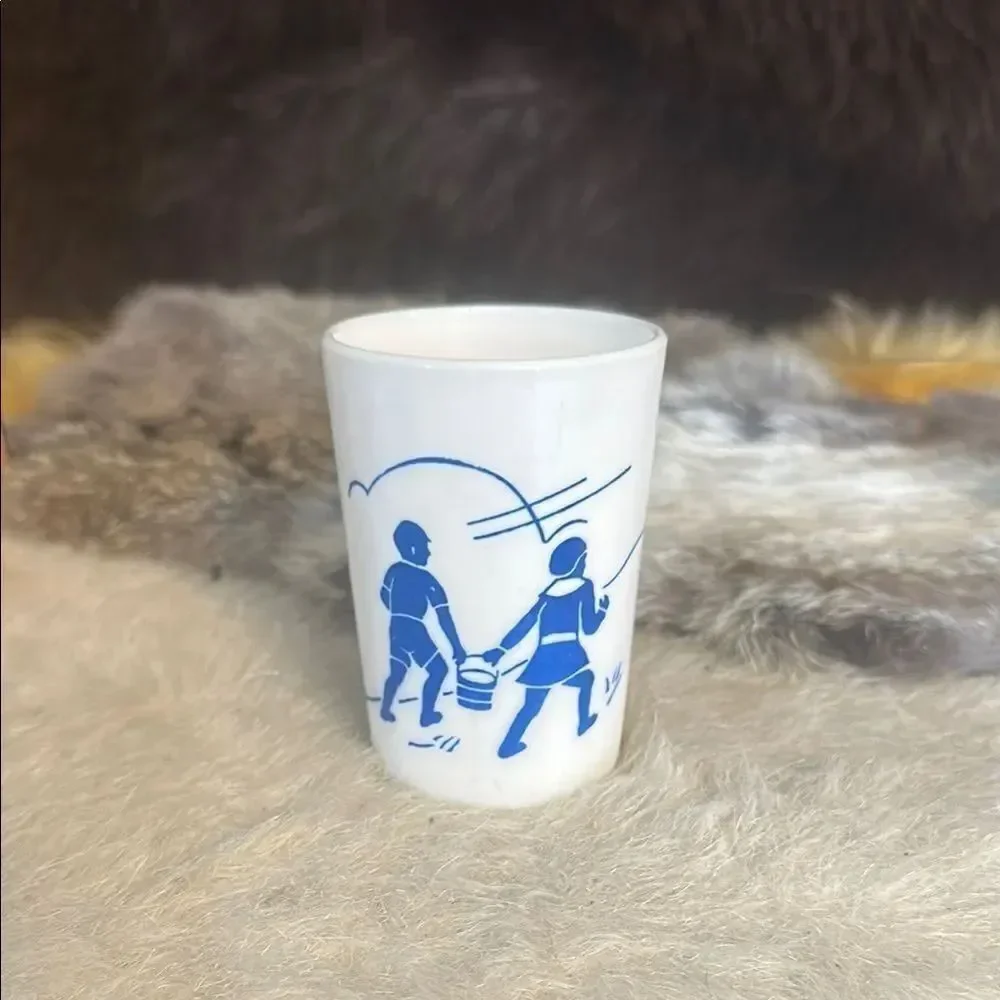 Vintage White and Blue Ceramic Cup (6024B)